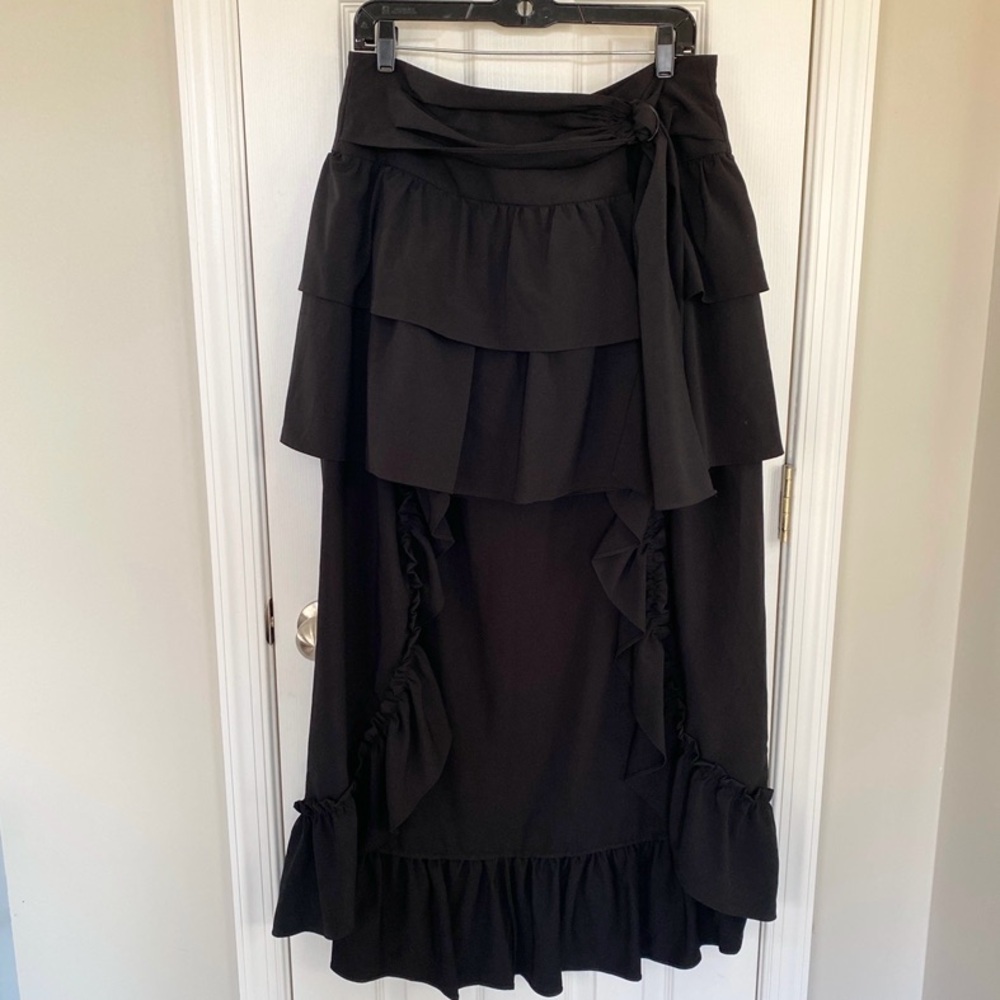 Boston Proper NWT High Low Black Ruffled Skirt Size 14